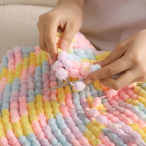 Hand-Woven Ball Yarn, 4 Pack, 380g Total, for Blankets, Cushions, and Pet Nests, Fluffy Chunky Craft Yarn (Macaron)