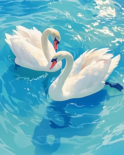 Possoco Paint by Numbers Kit for Adults Beginner, Pure Swan Easy Adult Paint by Number Kits on Canvas, DIY Acrylic Watercolor Oil Paint by Number for Adults Teens for Home Decor Gift 16x20 Inch