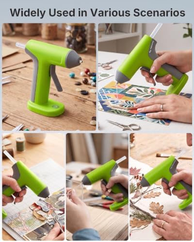Tilswall 4V Cordless Hot Glue Gun Kit, 30s Fast Heat Mini Glue Gun with 2000mAh USB-C Battery, 20 Glue Sticks, Anti-Drip Tip & Auto Shut-Off for DIY Crafts, Home Repair, Green