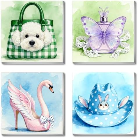 Canrichshop 4 Pack Paint by Number Beginner with Frame,Cute Adult Paint by Number Kits on Canvas, DIY Number Painting for Adults for Decor 8X 8 inch