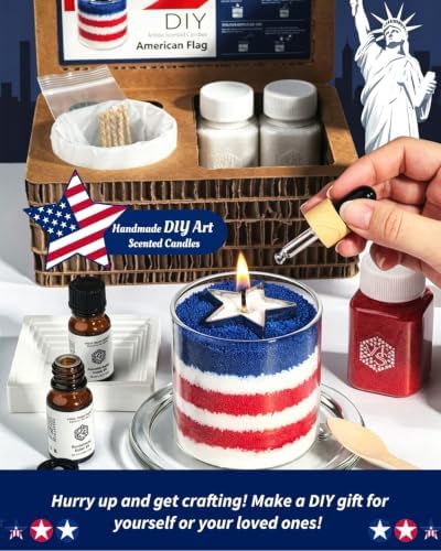 DIY Patriotic American Flag Pearled Candle, Sand Wax Candle Making Kit