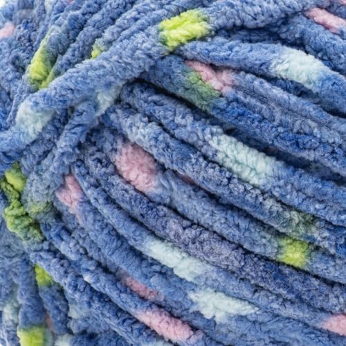 Bernat Baby Blanket Yarn for Crocheting Soft, Blue Jean Dot