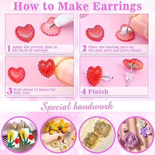 Anezus Jewelry Glue With 600pcs Stainless Steel Earring Posts and Backs - Hypoallergenic Blanks With Rubber Backs for Jewelry Making Supplies and Findings