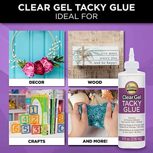 Aleene's Clear Gel Tacky Glue for Crafts, Nontoxic, Applies and Dries Clear, 8 fl oz (Pack of 2)