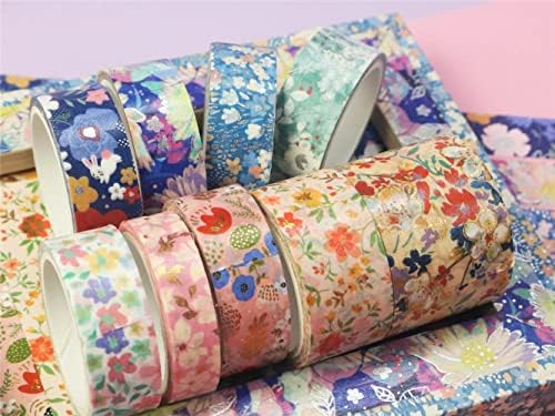 YUBBAEX Mystic Gold Washi Tape Set Wide Silver Foil Masking Tape Decorative for Arts, DIY Crafts, Journal Supplies, Planners, Scrapbook, Card/Gift Wrapping (Beauty of Nature)