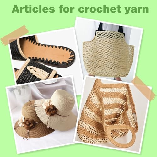 Raffia Ribbon Yarn for Crochet, Red Cotton Yarn for Crocheting Beach Hat