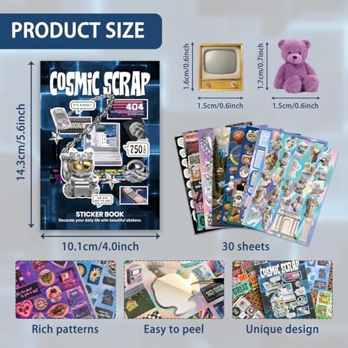 Cute Sticker Book 30 Sheets 750+ Pcs Y2K Vintage Aesthetics Stickers