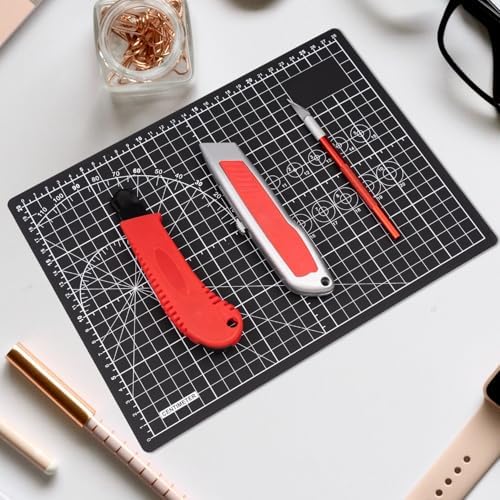 DIYSELF 9in×12in Self Healing Cutting Mat, A4 Quilting Craft Mat for Sewing | A4 Craft Cutting Board for Fabric, Sewing and Scrapbooking, 5-Ply Double-Sided Cutting Mat with Inch Grid and Angles