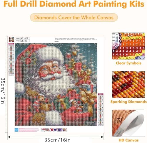 Axquilon Santa Claus Diamond Art Painting Kits for Adults 14x14 Inch