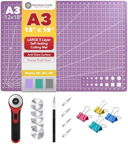 Mandala Crafts Self-Healing Purple Pink 12x18" A3 Sewing Cutting Mat Kit