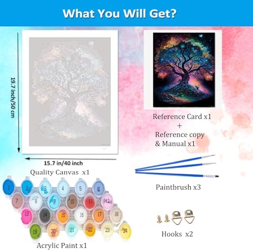 Artunion Tree of Life Paint by Numbers for Adults Beginner, LandscapePaint by Number Kits,DIY Oil Painting by Number Kits on Canvas Arts Craft for Home Wall Decor 16x20 Inch