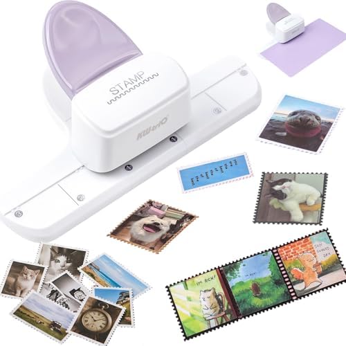 CYFUN DESIGN Stamp Punch - Adjustable Postage Stamps Board Punch, Film Strips Making Punches, Stamp Cutter Hole Puncher, Stamps Shaped Decorative Edge Paper Punches for Scrapbooking Paper Crafts