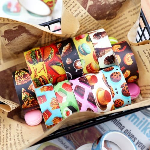 16 Rolls Food Theme Washi Tape Set,Cute Decorative for Crafts