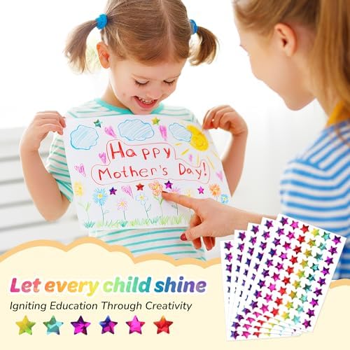1728 PCS Star Stickers for Kids Reward, 0.6" Sparkly Holographic Stickers