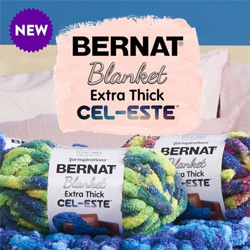 Bernat Blanket Extra Thick Cel-Este Chunky Yarn, Orion Green, 2-Pack