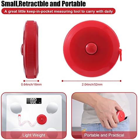 Tape Measures Retractable, Fabric Measuring Tape, 60 Inch Small Sewing Tape Measure for Craft Nursing Medical Travel(3 Pack/Red)