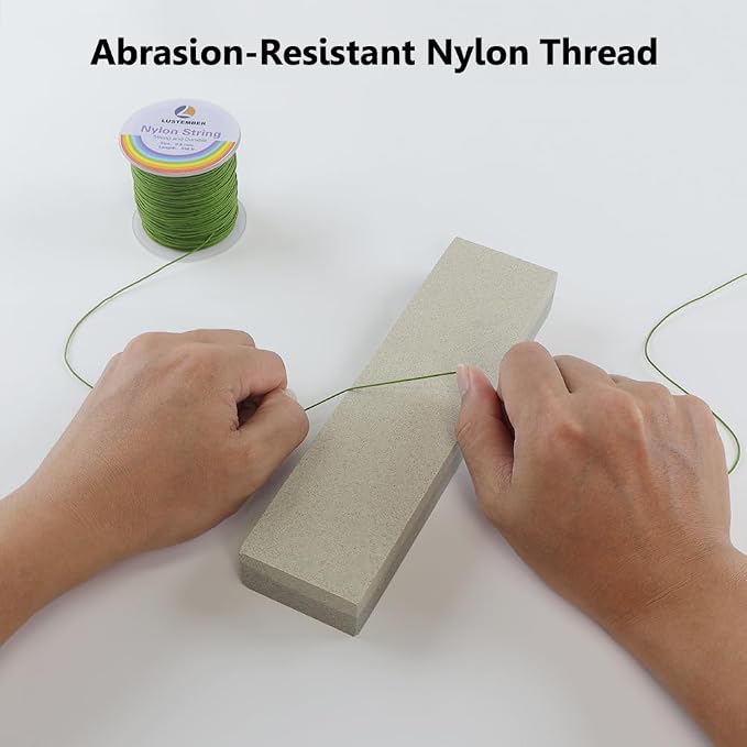 LUSTEMBER 0.8mm Nylon String, Strong Bracelet String, Durable Nylon Cord for Jewelry Making, Bracelets, Beading, Necklaces, Rattail Braiding, Kumihimo, Wind Chimes, Blinds and Handicrafts