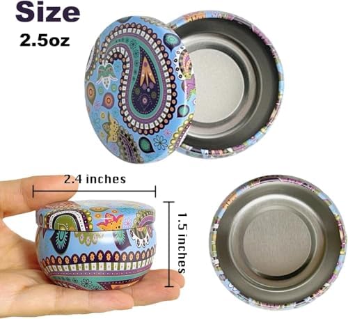 Phinicco 2.5oz Candle Tins for Candle Making 6 Pcs Empty Candle Tins with Lids Candle Jars (6 Colors)