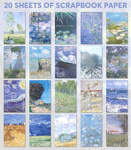 Washi Stickers for Journaling - Ephemera for Junk Journals & Scrapbooking | 480+ Art Journal Stickers, 20 Scrapbook Papers, FAYWARE Famous Oil Paintings Journaling Supplies, Van Gogh Stickers