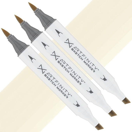 Artfinity Sketch Markers - Set of 3 - Pale Yellow YG8-1, Vibrant, Professional, Dye-Based Alcohol Markers for Artists, Drawing, Travel, & More
