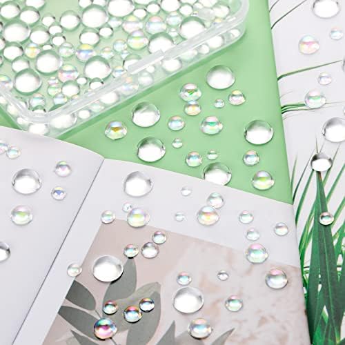 700 Pcs Clear Dewdrop Holographic Water Droplets Embellishments Scrapbooking Card Making Supplies Resin Dewdrop Beads Clear Waterdrop for DIY Crafts Paper Decor (AB Clear)