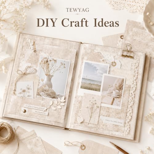 Vintage Scrapbook Paper Double Sided 12x12 Distressed Neutral 24 Sheets