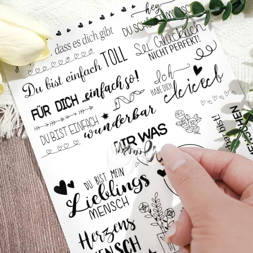 4 Sheets German Love Wedding Word Stickers 107 Pcs Clear Waterproof Bridal Shower Quotes Scrapbook Stickers Black White Decorative Planner Invitation Resin Craft Supplies