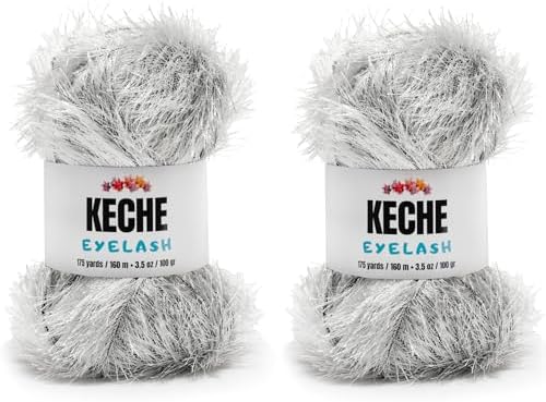 Eyelash Fun Fur Yarn - Premium Soft Crochet Yarn DIY Hand Knitting 100% Polyester 175 Yds 3.53 Oz (Pack of 2) - Black White