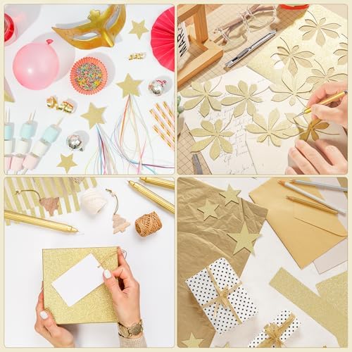 25 Sheets Light Gold Glitter Cardstock 92lb Thick Sparkle Paper 8.5" x 11"