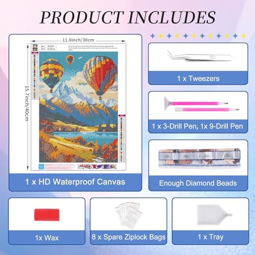 Diamond Art Kits for Adults, Mountain Diamond Painting Kit, 12 x 16 Inch
