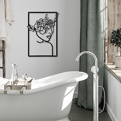 CHENGU 3 Pieces Metal Minimalist Abstract Woman Wall Art Line Drawing Wall Art Decor Single Line Female Home Hanging for Kitchen Bathroom Living Room