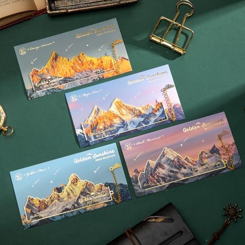 Vintage Bookmarks for Reading, 4 Pieces Sunshine Snow Mountain Book Marks, Gifts for Book Lovers, Bookmark for Women, Men, Teachers, Childern, Book Tracker Bookmarks Book Supplies