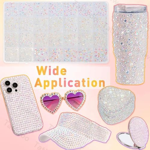 28Grids Clear AB Flatback Bedazzling Gems 2-6mm, Resin Rhinestones Kit