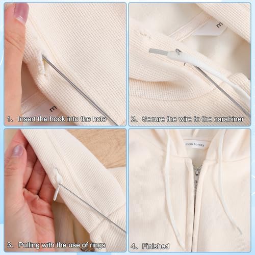 LIQWEI 10 Pcs Loop Turner Sewing Tool, 2 Sizes Tongue Crochet Tool Latch Hook for Silicone Beads Fabric Tube Strips DIY Accessories