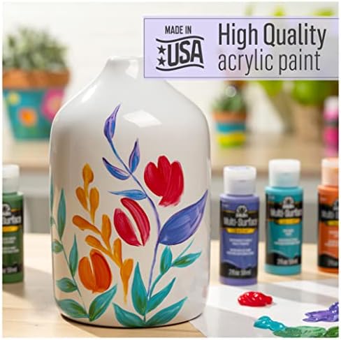 FolkArt Multi Surface Acrylic Paint Set Pastel Colors, Count, 2 Fl Oz (Pack of 16)