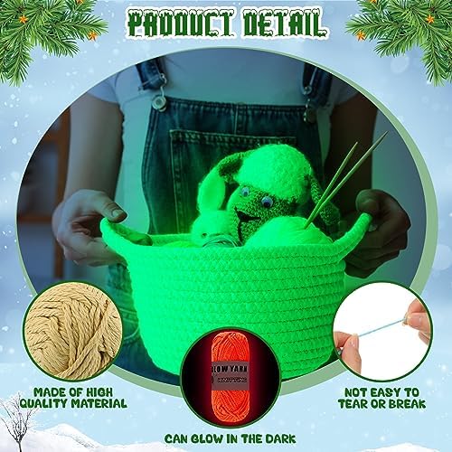 WILLBOND 5 Rolls Glow in The Dark Yarn for Crocheting, Retro