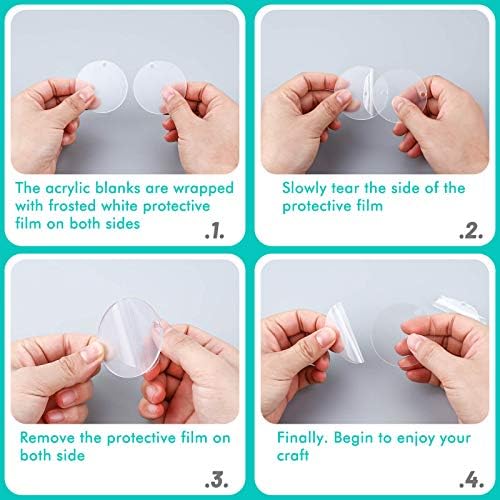 Audab Blank Keychain Set, 120pcs Including Acrylic Discs, Tassels, Gold Keychains and Jump Rings for DIY Craft Kit