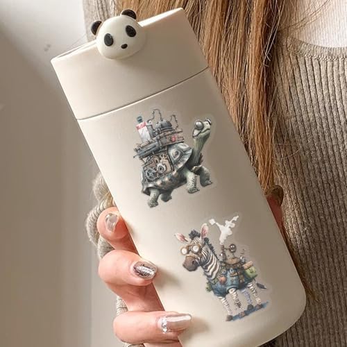 50PCS Steampunk Animal Stickers – Vintage Victorian Mechanical Creatures Waterproof Clear Stickers for Journaling, Scrapbooking, Crafts, Laptops, Art Projects