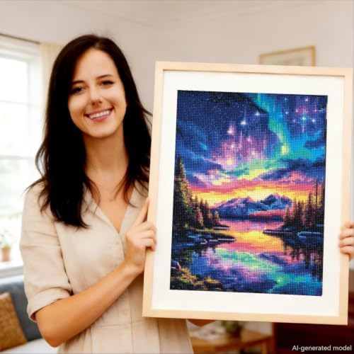 Aurora Mountain Diamond Art Kit for Adults,Starry Sky Diamond Painting