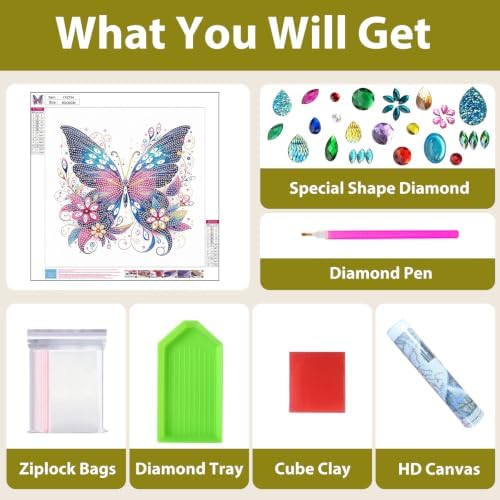 Butterfly Diamond Art Kits for Adults Special Shape Diamond Painting