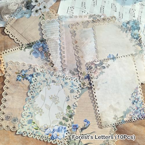 60 Sheets Lace Edged Scrapbook Paper, 6 Packs Vintage Scrapbooking Stationery Writing Paper for Scrapbook Junk Journal Supplies Embellishments Planner Letter Collage (4.7x6.3 Inch)