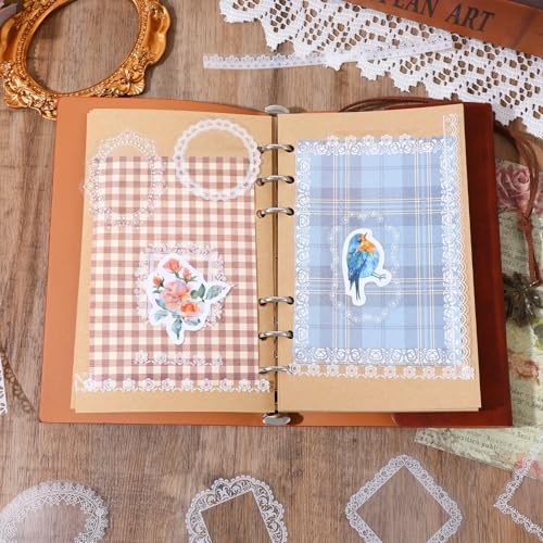 240PCS Lace Scrapbooking Stickers - Vintage Waterproof Scrapbook Supplies for Wedding, Transparent Stickers for Frame Journaling Album Embellishments, DIY Craft & Card Making Supplies