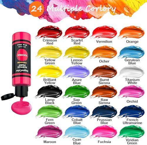 Acrylic Paints Set, 60ml Art Craft Paint Bottles - 24 Colors Set