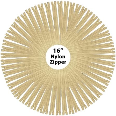 Mandala Crafts 80 PCs Khaki Closed-End 16 Inches Nylon Zippers for Sewing