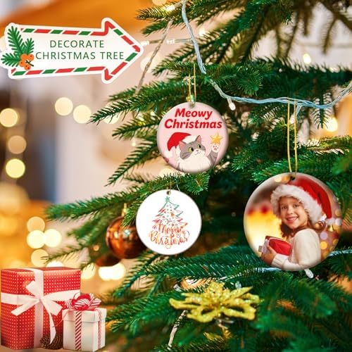 50 PCS Ceramic Sublimation Ornament Blanks Bulk 3 Inch White Round Crafts DIY Personalized Printed Home Porcelain Paintable Christmas Decorations