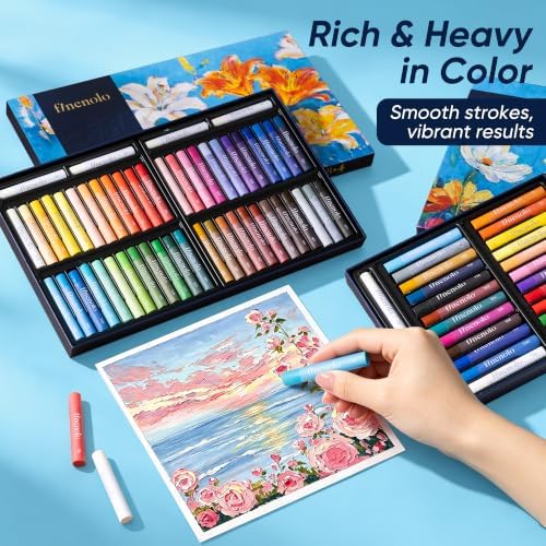 finenolo 48 Colors Oil Pastels, Rich Pigment with 4 Extra White