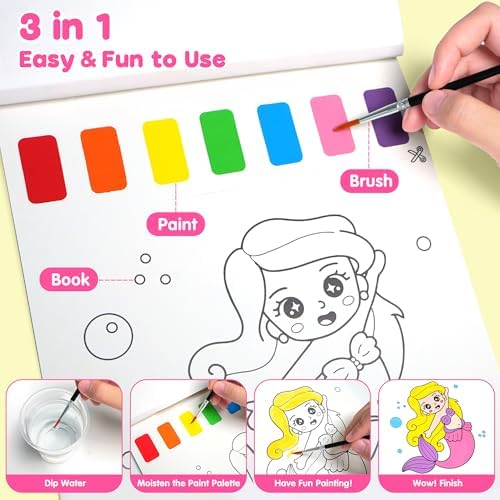 ZIZZ Paint with Water Coloring Books for Kids Ages 3-5 4-8 Painting Set