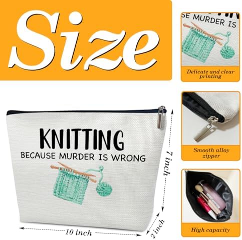 Funny Knitting Gifts Makeup Bag, Crocheting Gifts for Knitters Lovers