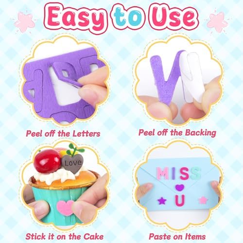 Felt Letters,686 Pcs Felt Stickers 1 Inch Alphabet Number Sticker(Pink)