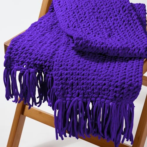 Dark Purple Chunky Chenille Yarn, #6 Super Bulky, 3.5 oz/72 Yards